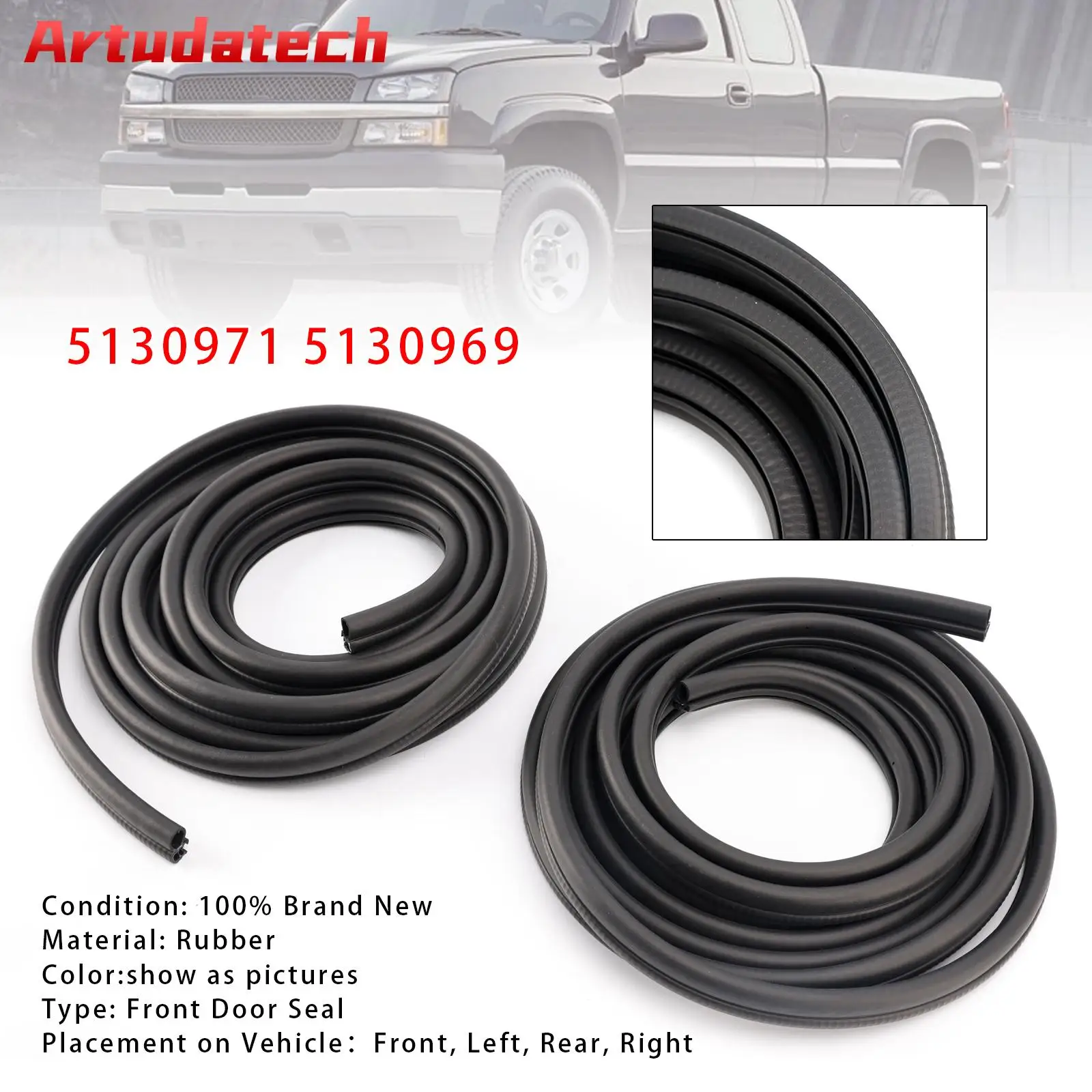 

Artudatech 2PCS Weatherstrip Door Seal For Chevrolet Silverado 2500 Extended Cab 2000 2001 2002 2003 2004 2005 2006 2007