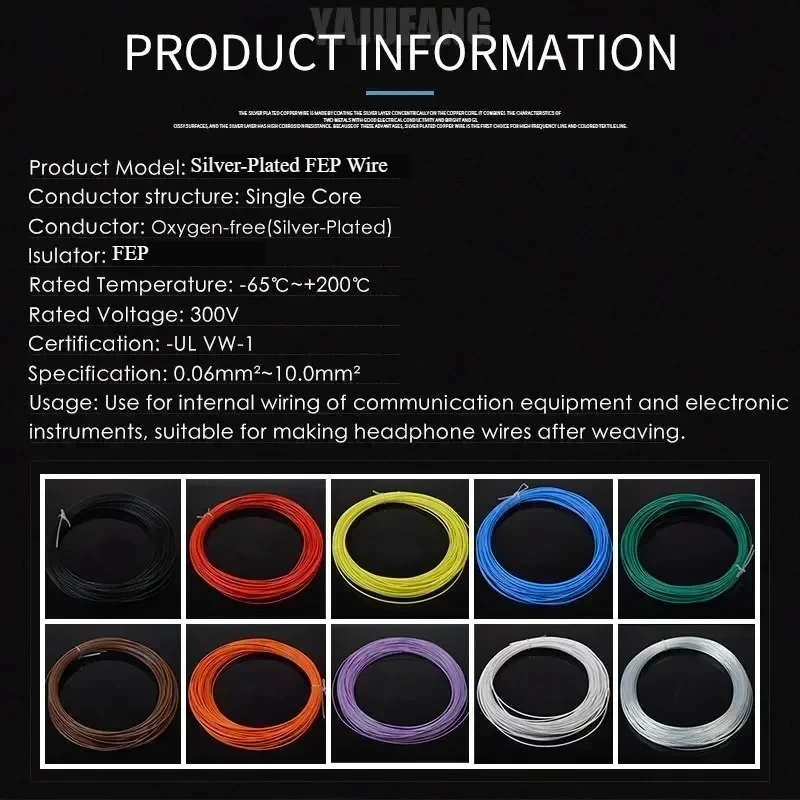 1/5M 10/11/13/14/15/18/20/22/24/26/28/30 AWG Silver Plated FEP Wire High Purity OFC Copper Cable For 3D Printer DIY
