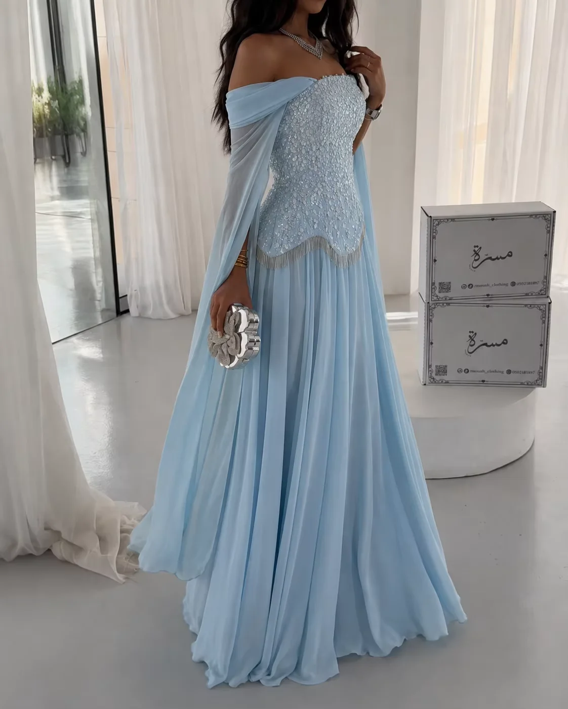 Classic Strapless V-neck Ruffle Belt Multi layer Irregular Ruffle A-line Dress Wedding Party Dance Evening Dress Customization