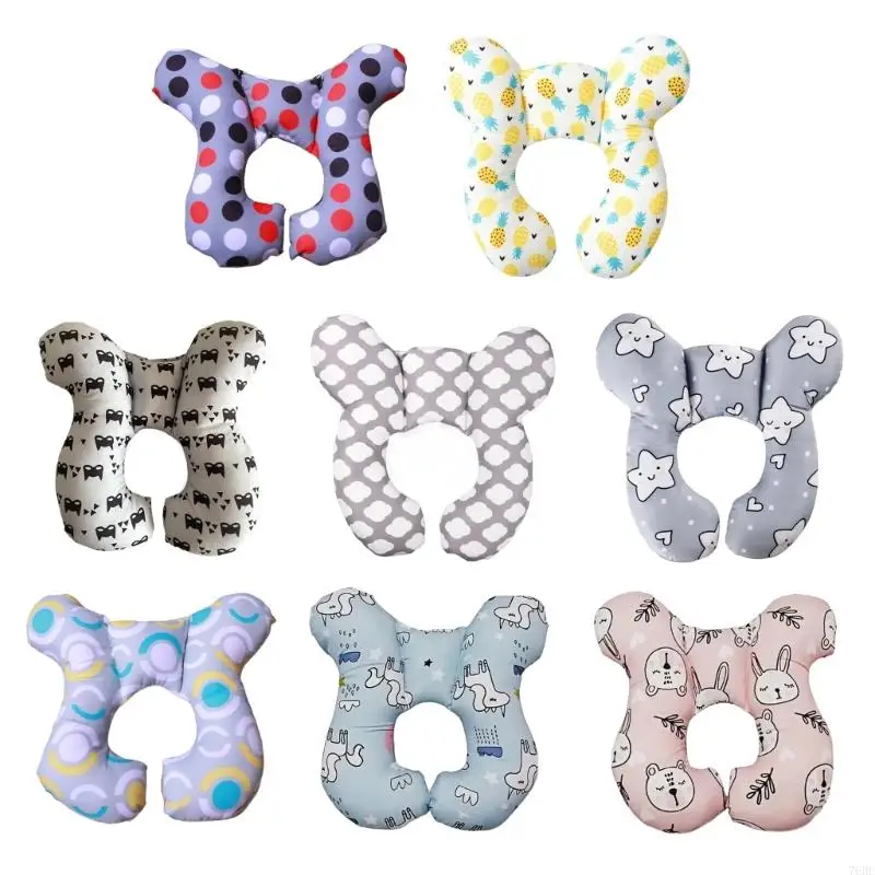 

76HF Multi Use Baby Head Support Pillow U Design Soft Polyester Headrest Cushion For Travel Strollers And Car