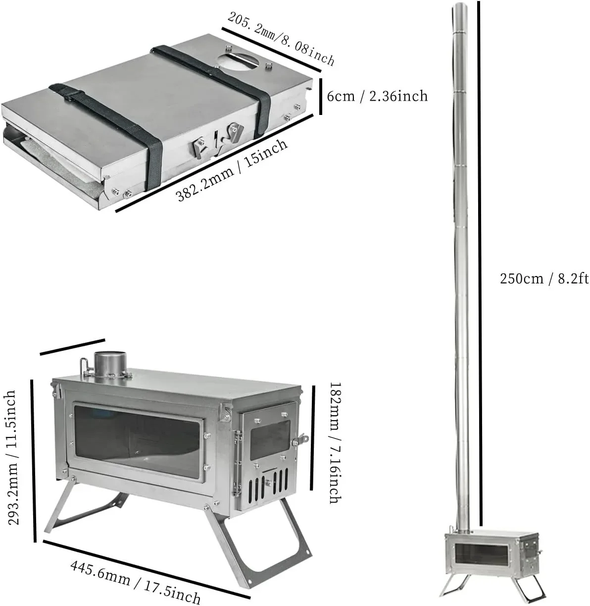 factory sale Portable Camping Titanium Wood Stove  Folding Tent Stove for Camping Backpacking Hunting Cooking