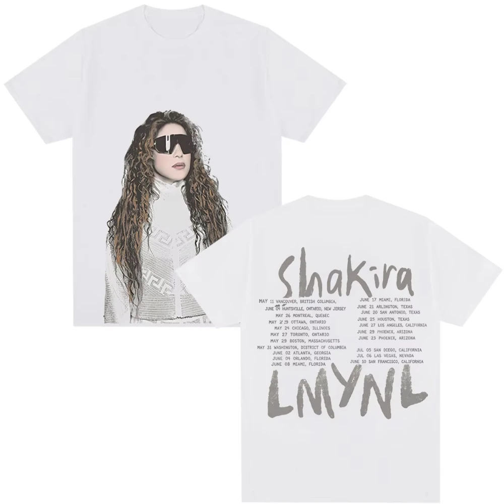 2026 Shakira LMYNL Portrait Print T-Shirt Men Women Vintage Cotton Short Sleeve Summer Tees Oversized Clothing Y2K Tee Tops