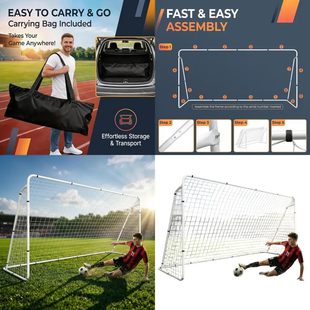 

Portable Soccer Goal for Backyard Practice, Easy Setup for Adults & Kids, Suitable for Tournament Use