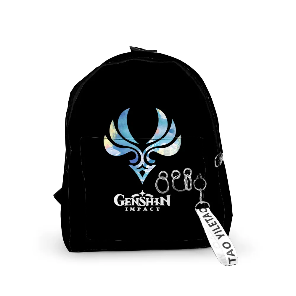 Classic Popular Genshin Impact Backpacks Boys/Girls pupil School Bags 3D Printed Keychains Oxford Waterproof Small Backpacks