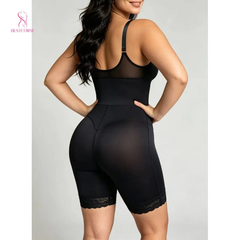 High Compression Fajas Colombianas Shapewear Bodysuit With Zipper And Waist Belt Sculpting Full Body Shaper Tummy Control Women