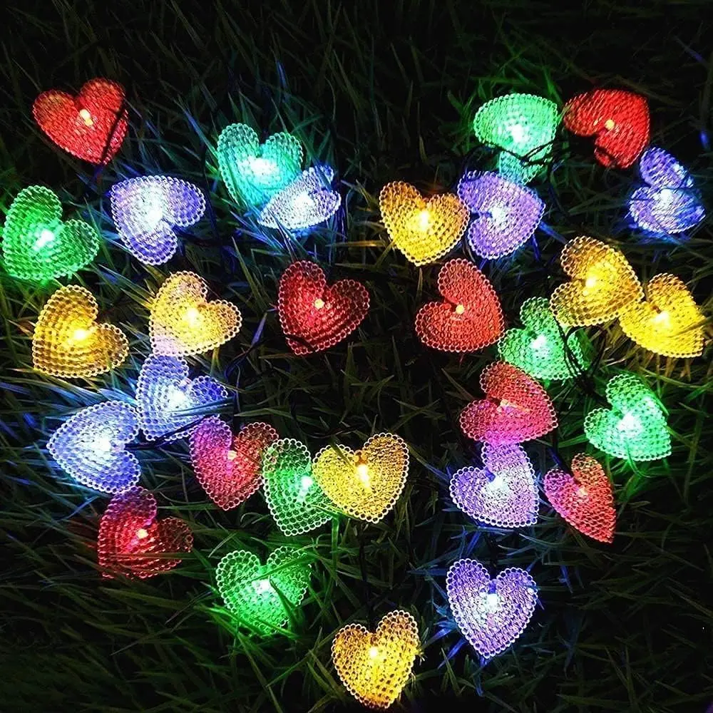 Love Heart Solar String Lights Outdoor Waterproof LED Camping 8 Modes Changing Novelty Patio Fairy String Lights Decorative 431