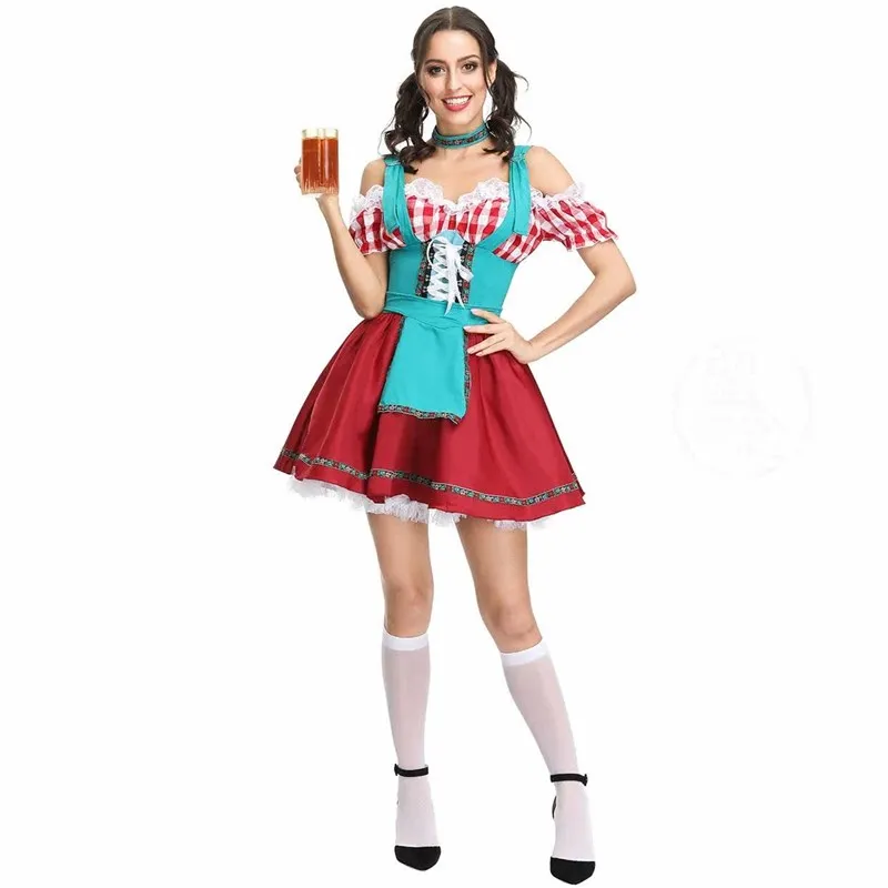 

Halloween Beer Festival Maid Costume Bar Waitress Uniform Traditional Chinese Ethnic Stage Performance Women's Wear