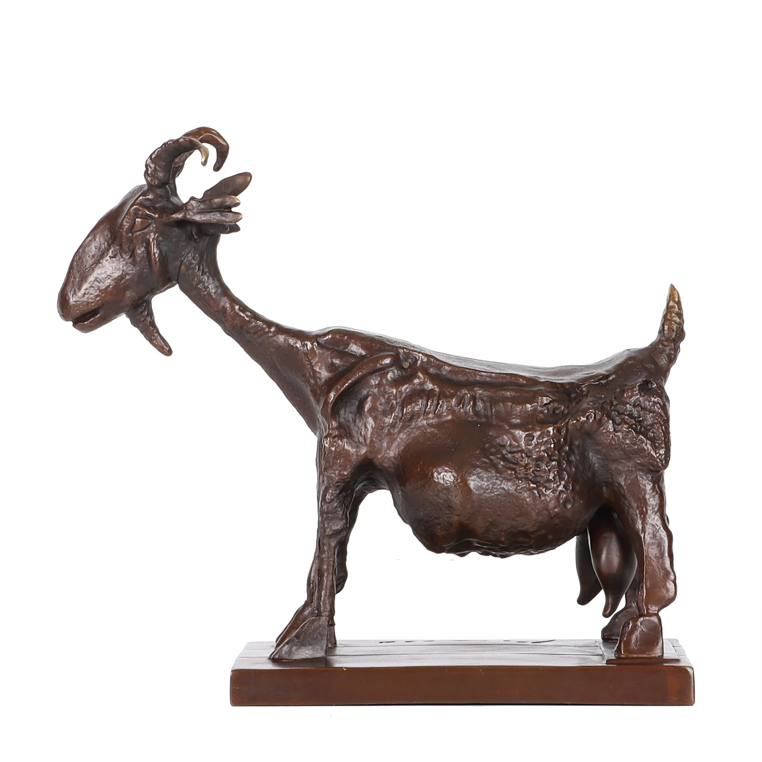 Bronze Picasso's Goat Statue Famous Sculpture Replica Animal Handicrafts Home Office Decoration 25CM