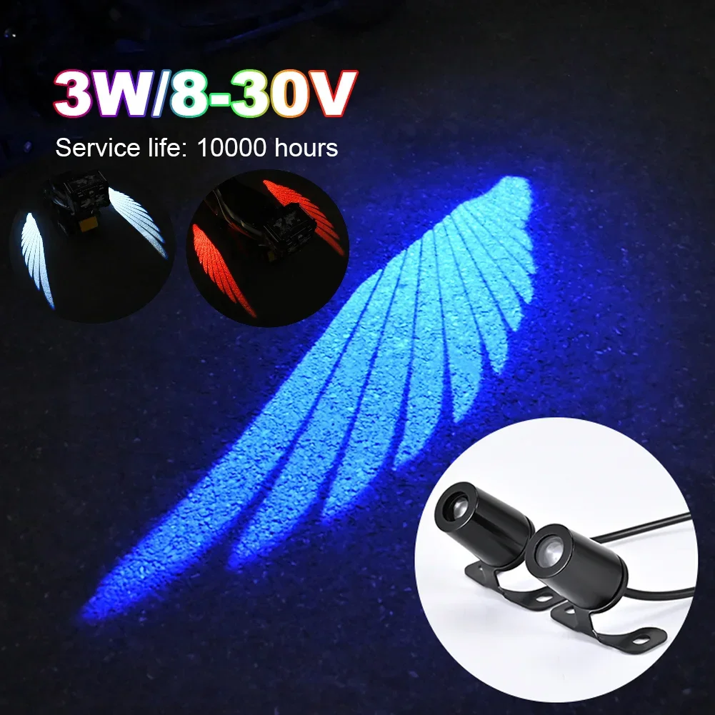 2pcs Angel Wings Welcome Light For Motorcycle LED Underbody Light Projector Decorative Atmosphere Light Accessories