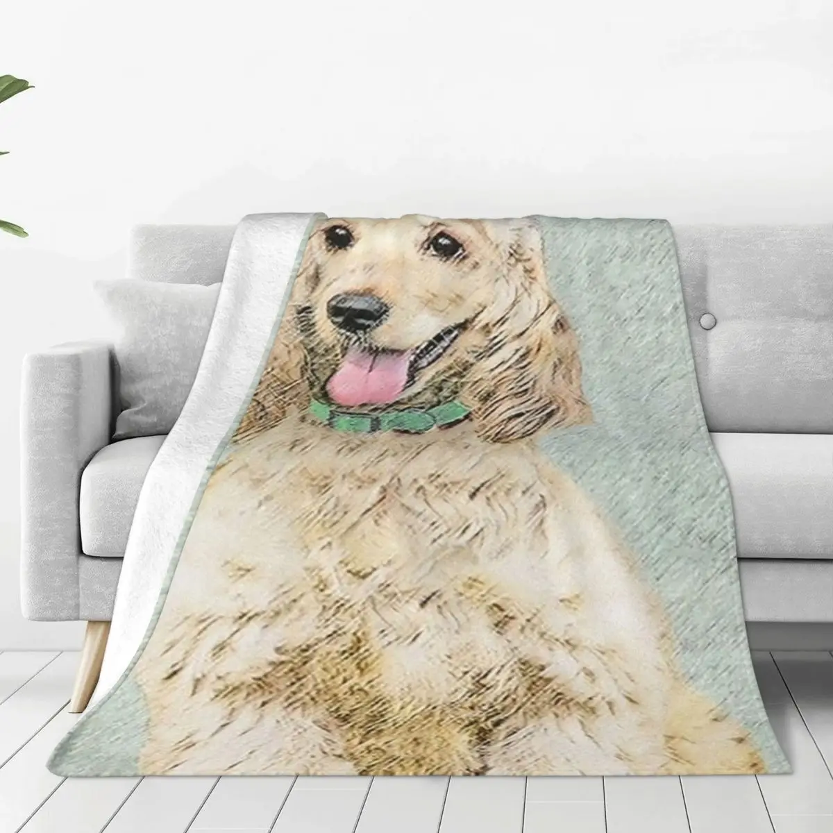 Cocker Spaniel Buff Blankets Fleece Warm Sofa Throw Blankets For Home Bedroom Travel Throws Bedspread Quilt