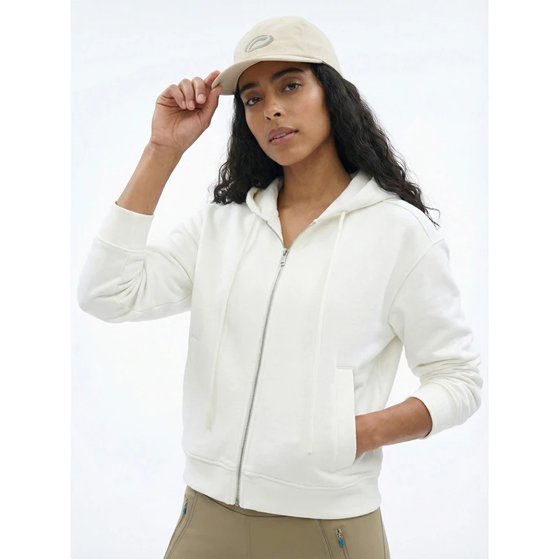 Women's 360g Heavyweight Cotton Zip-Up Hoodie – Loose Fit Short Cropped Sweatshirt, Soft & Skin-Friendly Casual Jacket