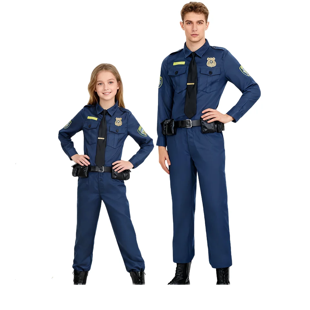 

Police Officer Costume Suits Cosplay Police Uniform Boys Girls Carnival Party Stage Performance Policeman Clothes Sets