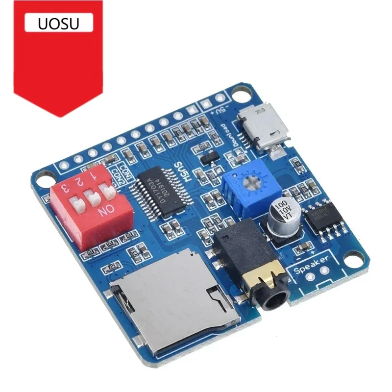 Voice Sound Playback Module Arduino MP3 Player Module UART I/O Trigger Class D Amplifier Board 5W 8M Storage DY-SV8F SD/TF Card