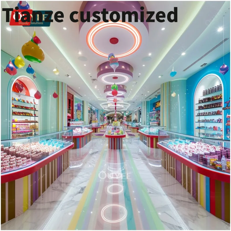 

Customized-Custom Dreamlike Candy Decor Shop Interior Design Chocolate Display Rack Glass Chocolate Display Shelves Counter