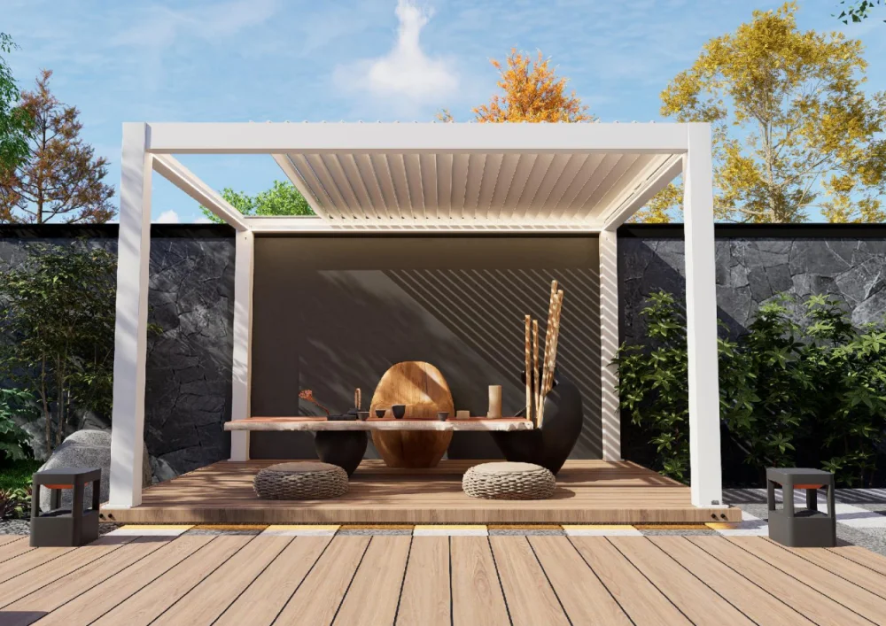 

Garden Sun Room Gazebo Houses Backyard Motorized Retractable Pavilion with Sliding Door Outdoor Bioclimatic Aluminium Pergolas