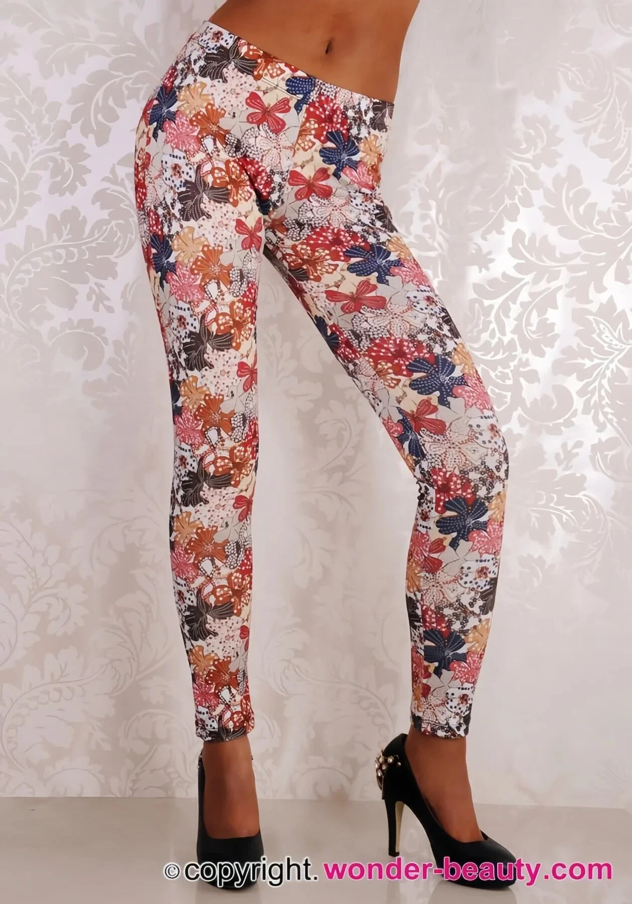 Printed Leggings Basic Workout Yoga Pants Buttery Smooth Womens Leggings Flowers Pattern