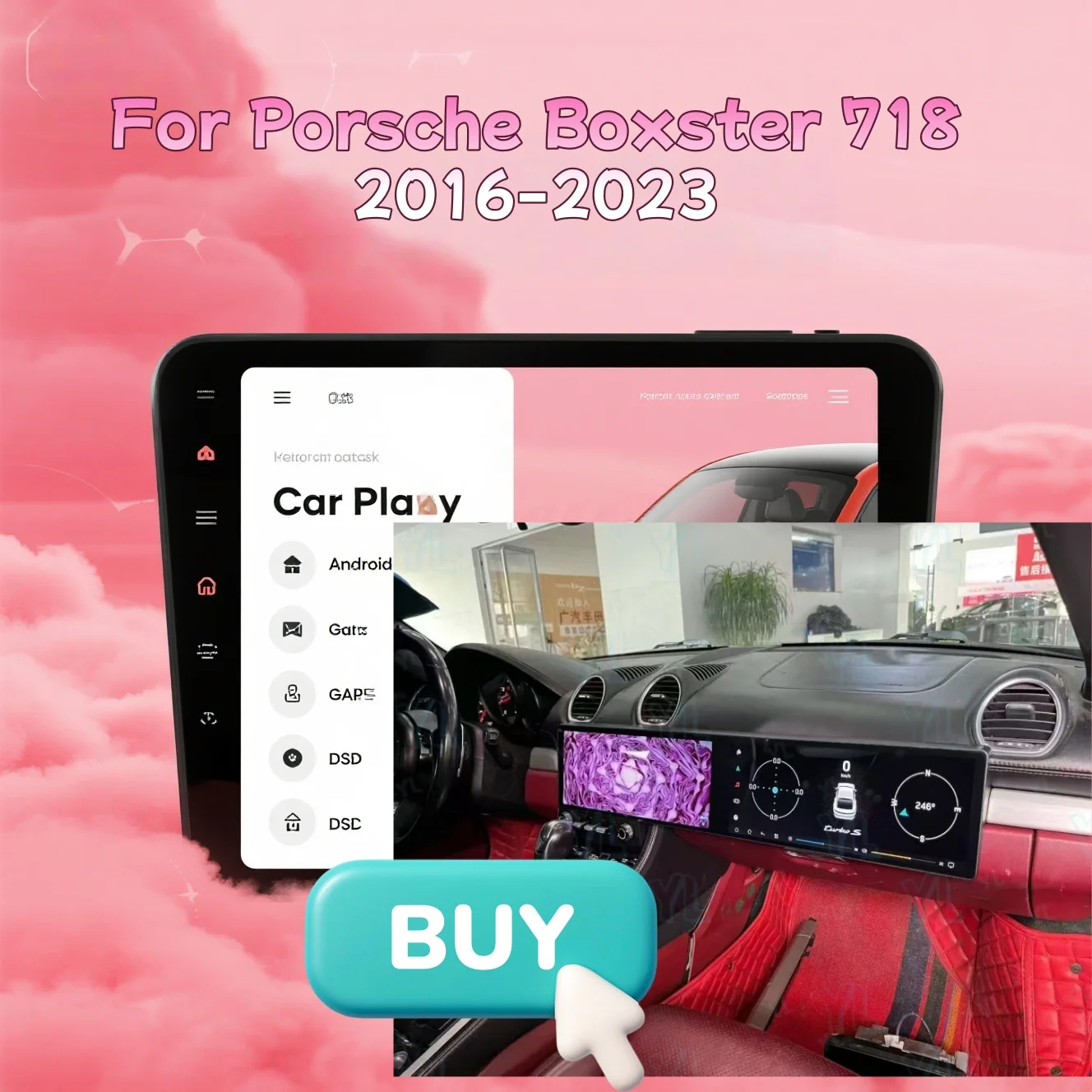 

Dual Touch Screen Android13 Car Radio Unit For Porsche 718 Boxster 2016-2023 Wireless CarPlay Android Auto GPS ReplacemenUpgrade