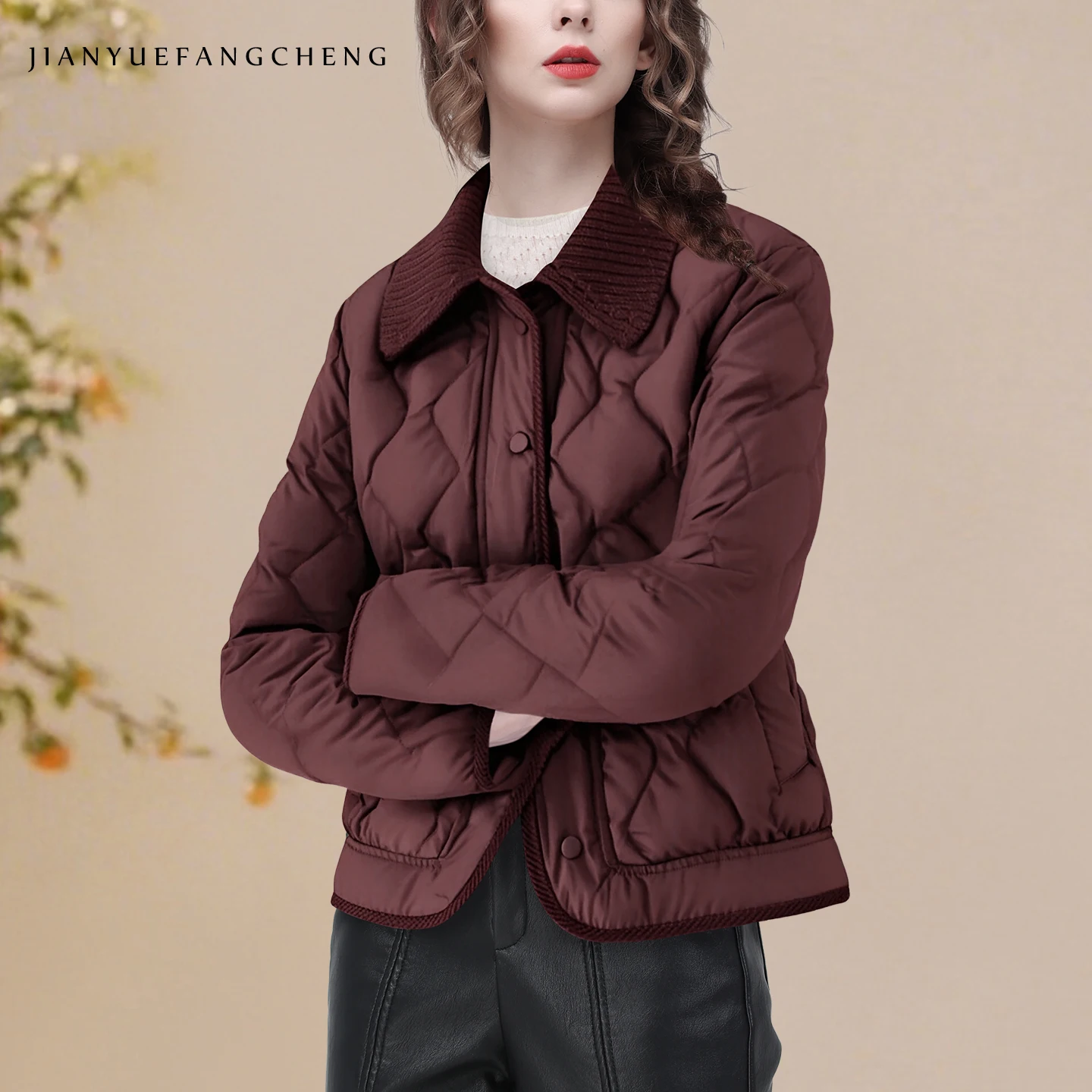 

Women's Short Lightweight Winter down Jacket with Turn-down Collar Premium White Duck Feather Filled Warm Casual Puffer Coat