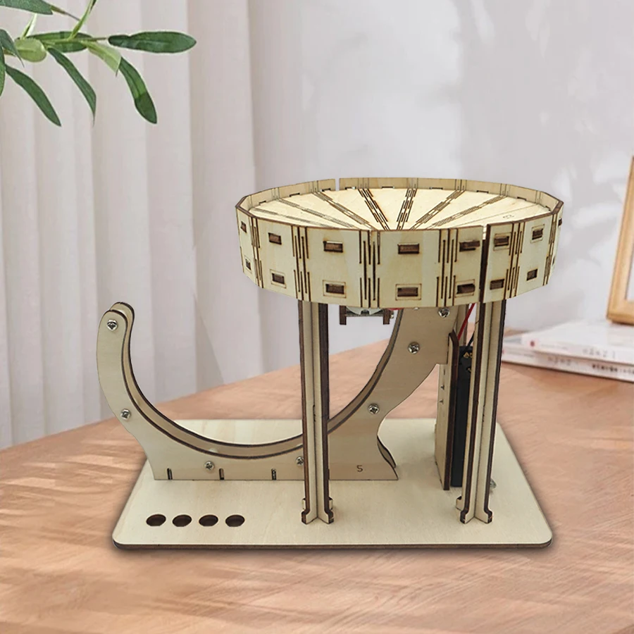 نموذج خشبي لتشغيل الرخام الميكانيكي من OUZEY، مجموعة أدوات السفينة الدوارة لتقوم بها بنفسك، هدية تحدي إبداعية لـ STEM للأطفال