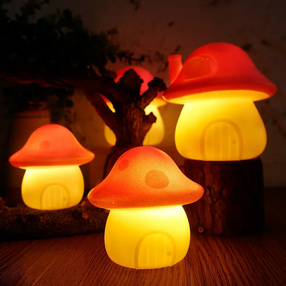 

Mini Mushroom Night Light LED INS Table Button Battery Lamp Bedroom Baby Bedside Decoration Portable Lanterns Christmas Presents