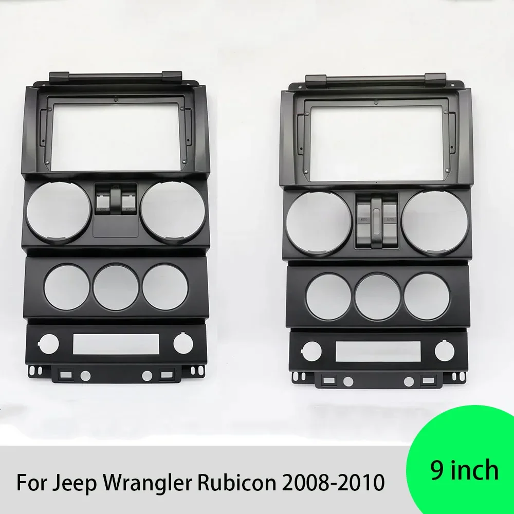 For Jeep Wrangler Rubicon 2008-2010 9 Inch Car Frame Fascia Adapter Canbus Box Decoder Android Radio Dash Fitting Panel Kit