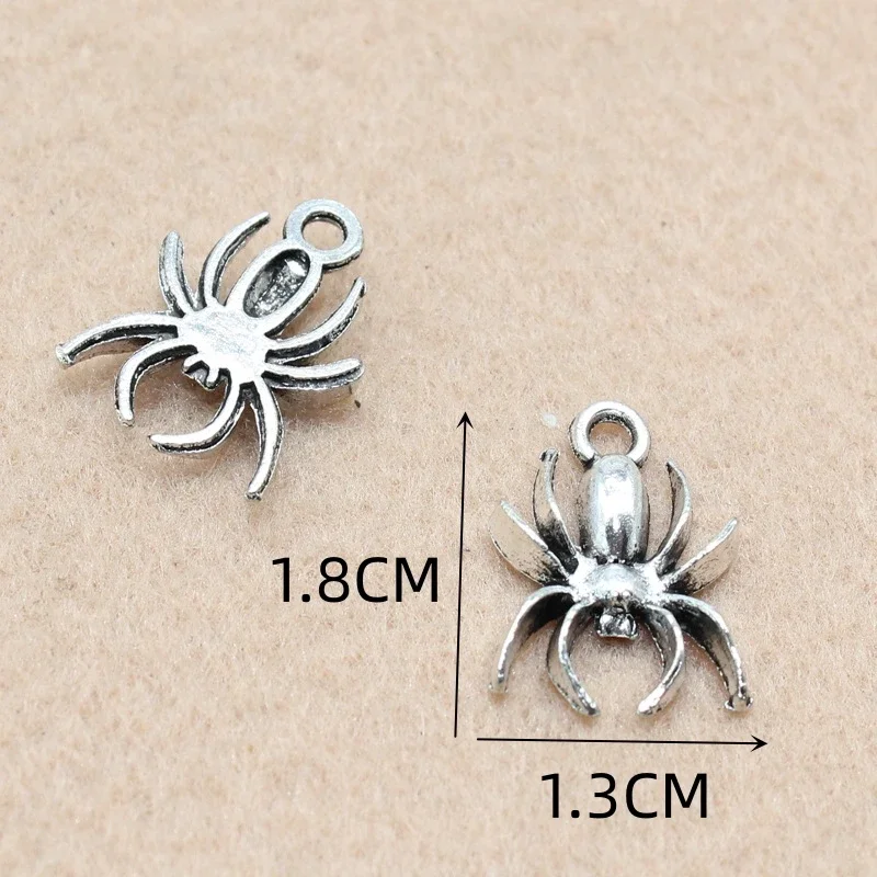 10Pcs Retro Silver Color Spider Pendant Charm for Necklace Earring Bracelet Making DIY Jewelry Accessory Finding