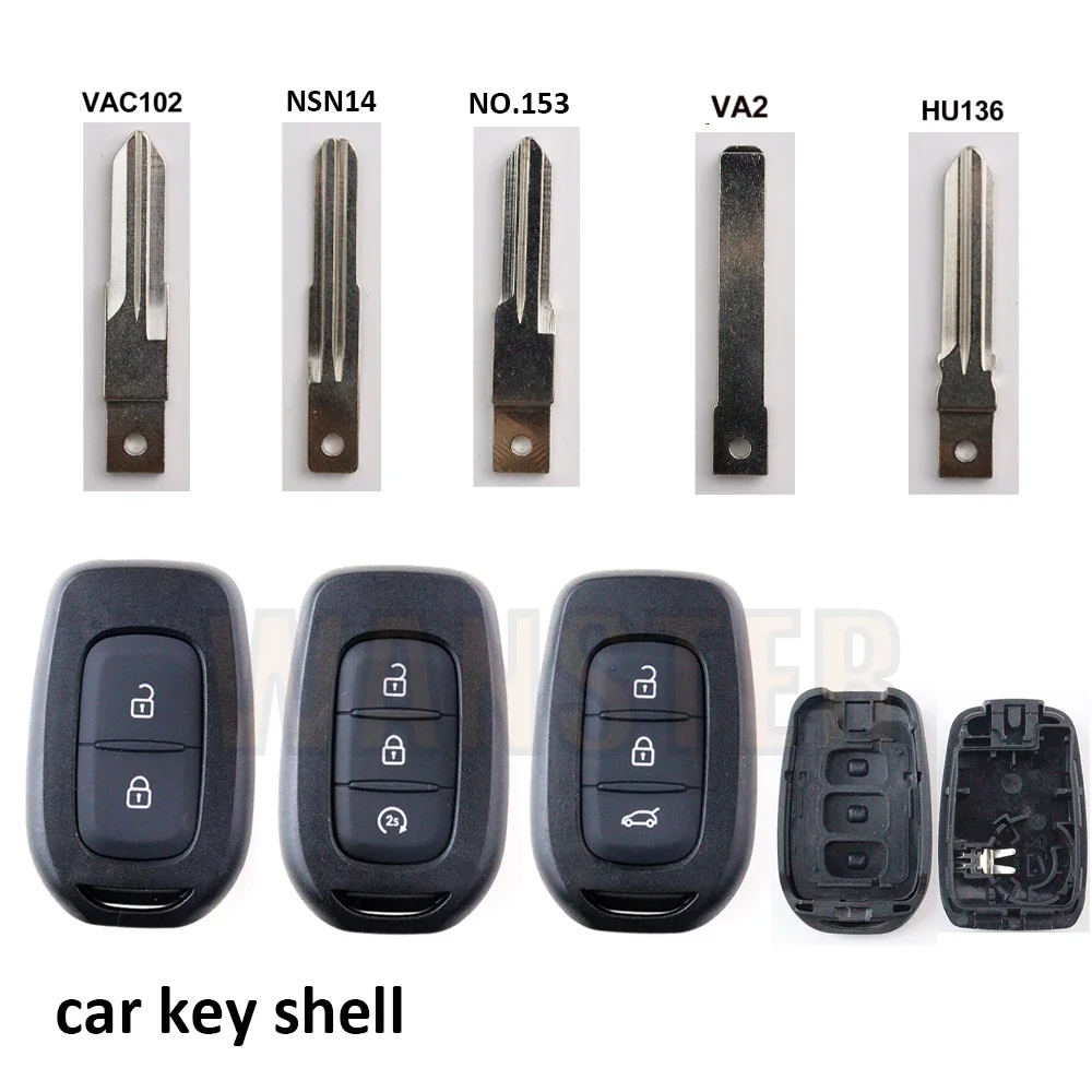 2 3 Bottons Car Key Fob Case Shell Housing for Renault Clio 4 Sandero Master 3 Symbol Trafic Dacia Logan Lodgy Dokker Duster