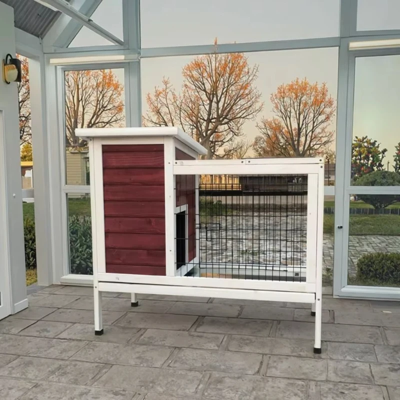 Solid wood pet house indoor outdoor rabbit and dog rodent cage living room elegant pet furniture