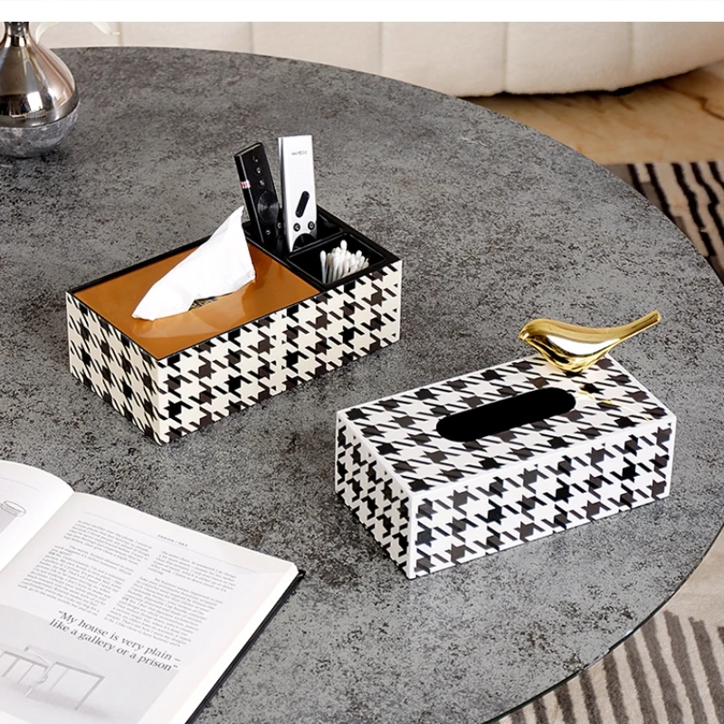 

European light luxury high-end piano paint tissue box Home holder living room multi-functional remote control storage