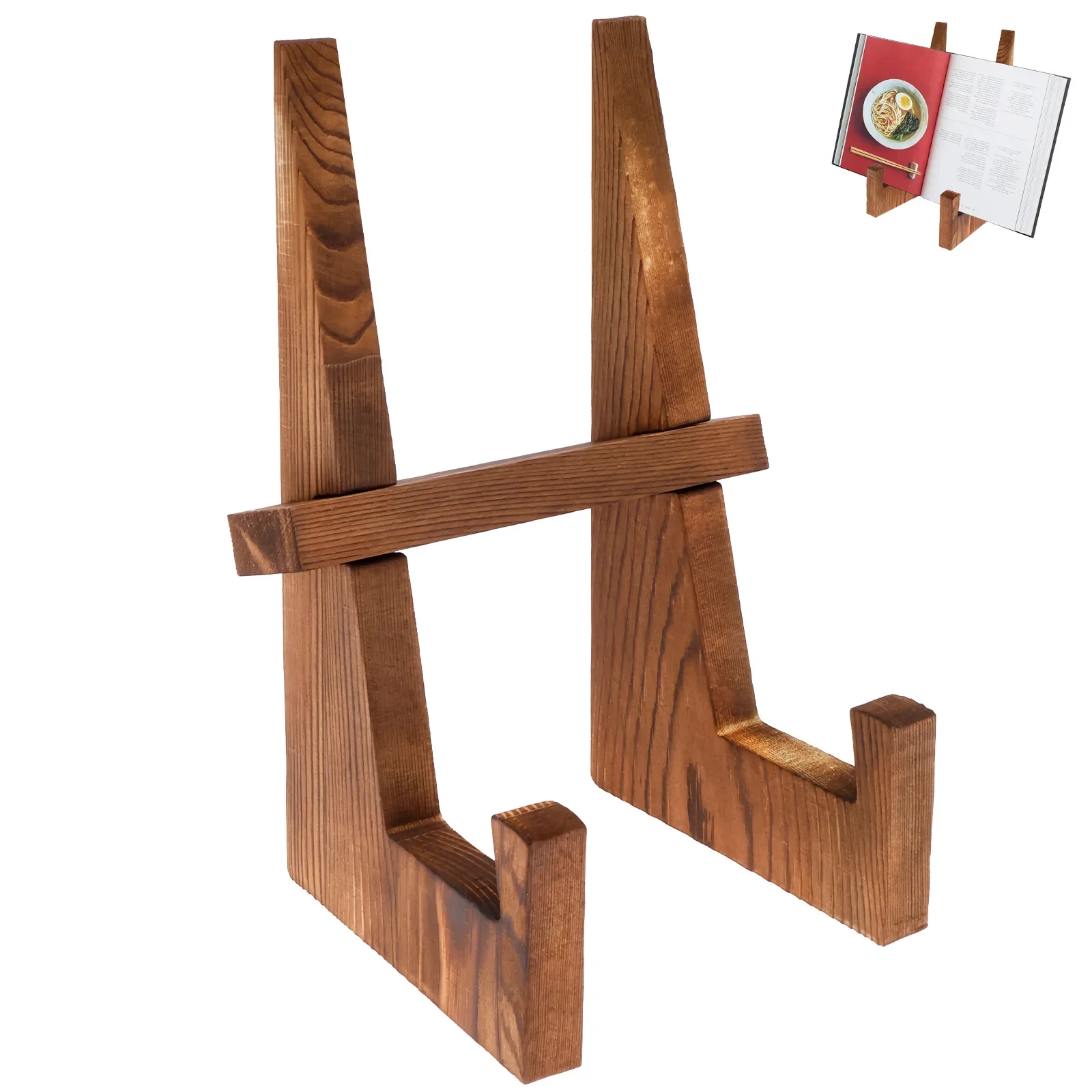 Wooden Plate Stand Desktop Recipe Book Display CD Record Holder for Displaying Plaque Pictures Photo Frames Home Decoration