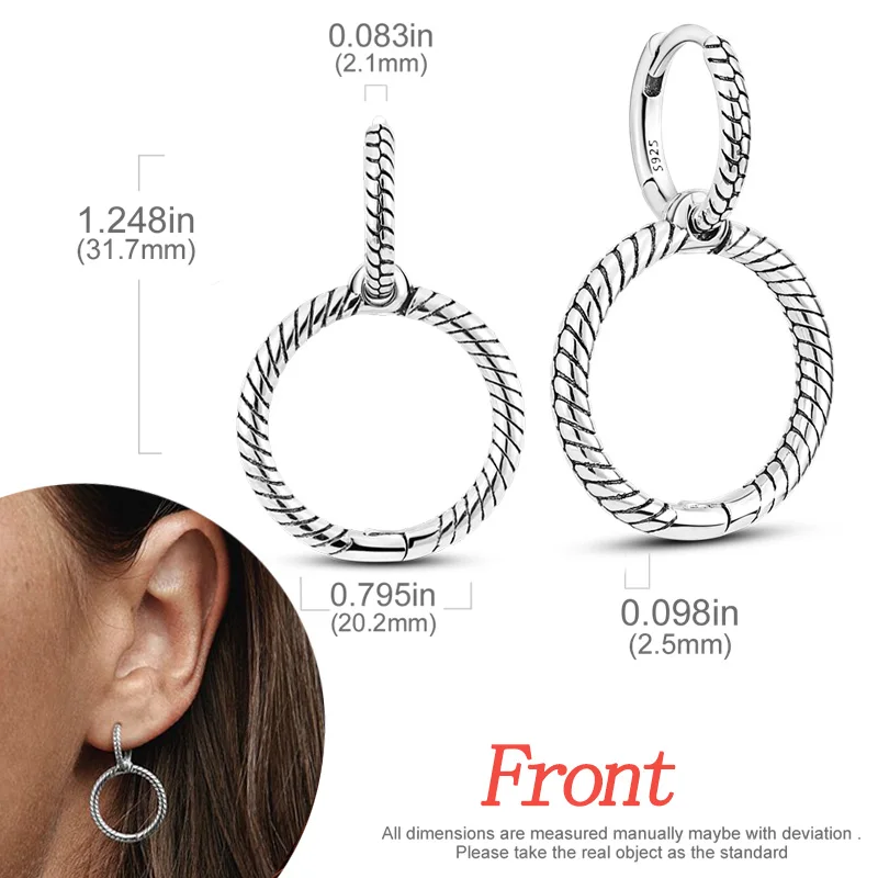 New Original 925 Sterling Silver Earrings Inlay Stones Double Hoop Earrings for Women Fashion High Quality Zircon Jewelry Gift