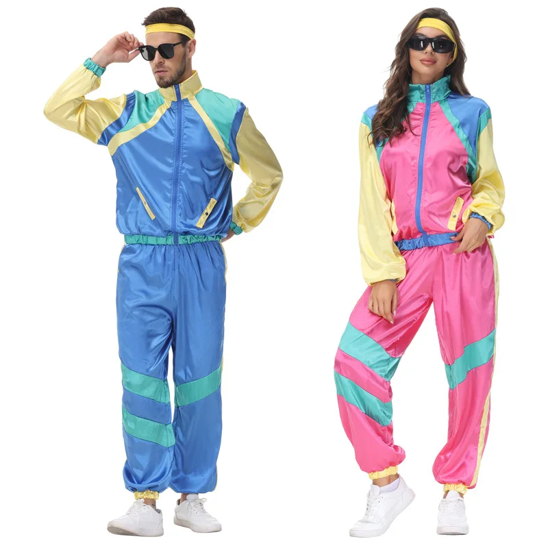 Kostiumy na Halloween Cosplay 70. Retro Disco Para Odzież sportowa Cos Party Kostiumy sceniczne