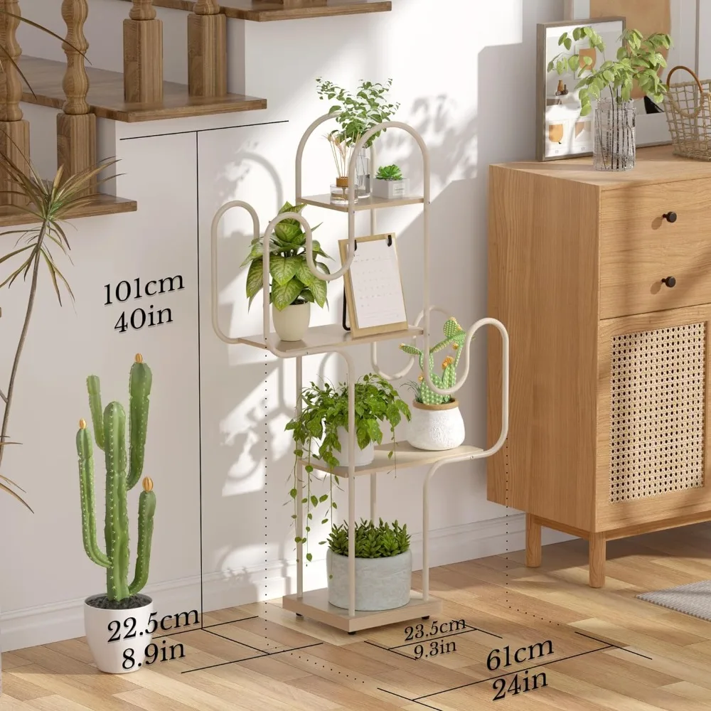 Tikea Small Cactus Plant Stand Indoor, Metal Plant Shelf for Indoor Plants Multiple, Creative Flower Stand for Patio