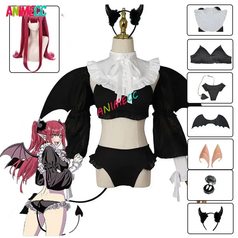 ANIMECC Rizu Kyun Cosplay Anime My Dress Up Darling Kitagawa Marin Cosplay peluca diablo uniforme Sexy traje de fiesta de Halloween mujeres