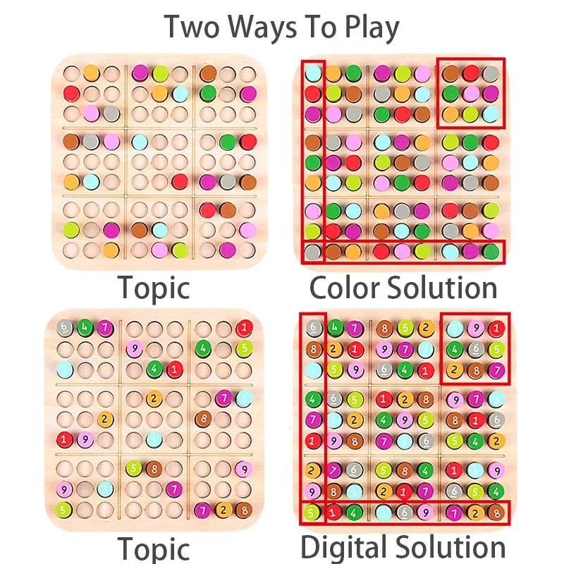 Bambini Sudoku giochi scacchi giocattoli colore cognitivo Digital Board Party Games Educational Sudoku puzzle giocattoli in legno