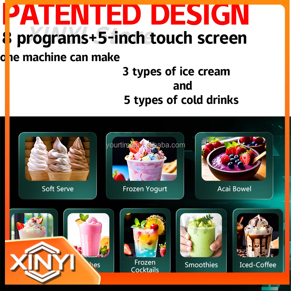 Yourtime Slush & Ice Cream Combo Machine Pro-Taylor High Overrun Automatic 3 Flavors Soft Ice Cream Machine with air Pump