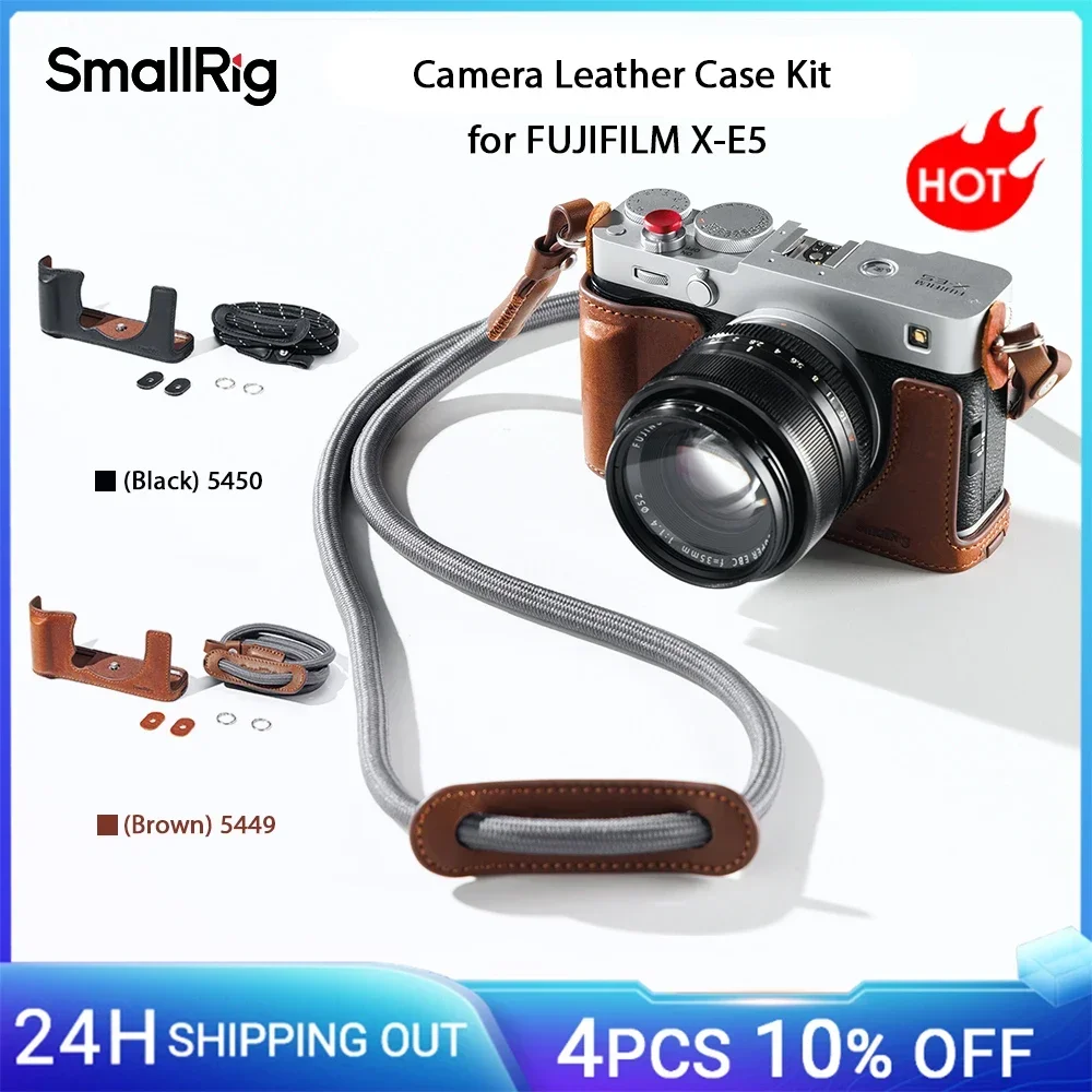 

SmallRig X-E5 Half Case, Camera Leather Case Kit for FUJIFILM X-E5 with Leather Shoulder Strap Brown/Black, Retro Aesthetic 5449