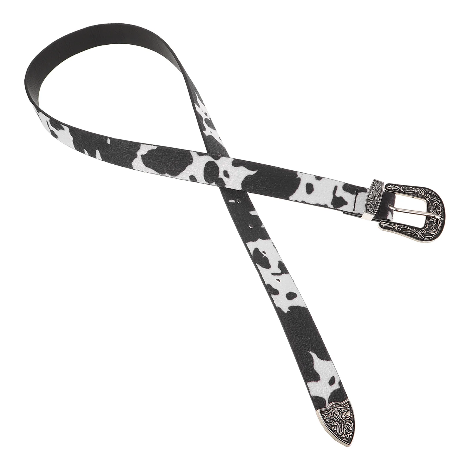 

Cow Print Western Belt For Women Adjustable Retro Cowgirl Waist Band Pu Vintage Style Country Concert Belt