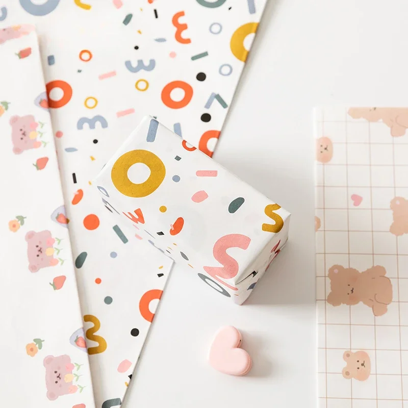 6Pcs Cute Cartoon Gift Wrapping Paper Christmas Festival Gift Carton Packaging Material Paper lovely Girl DIY Decor Parcel Cover