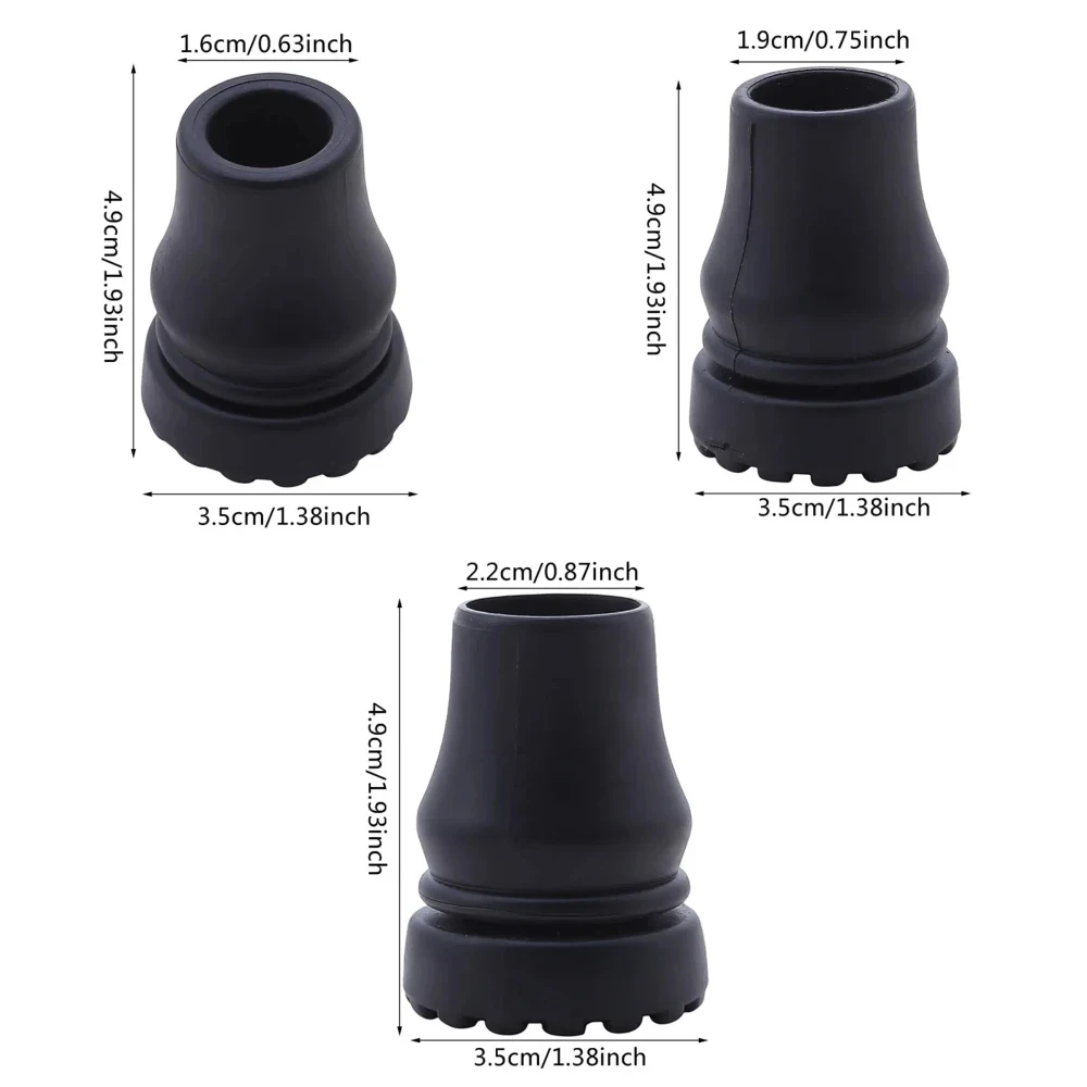 Rubber Cane Tips, Heavy Duty Walking Cane Tips, Anti-Slip Replacement for Canes, Walking Sticks, Hiking Sticks, Seniors Crutches