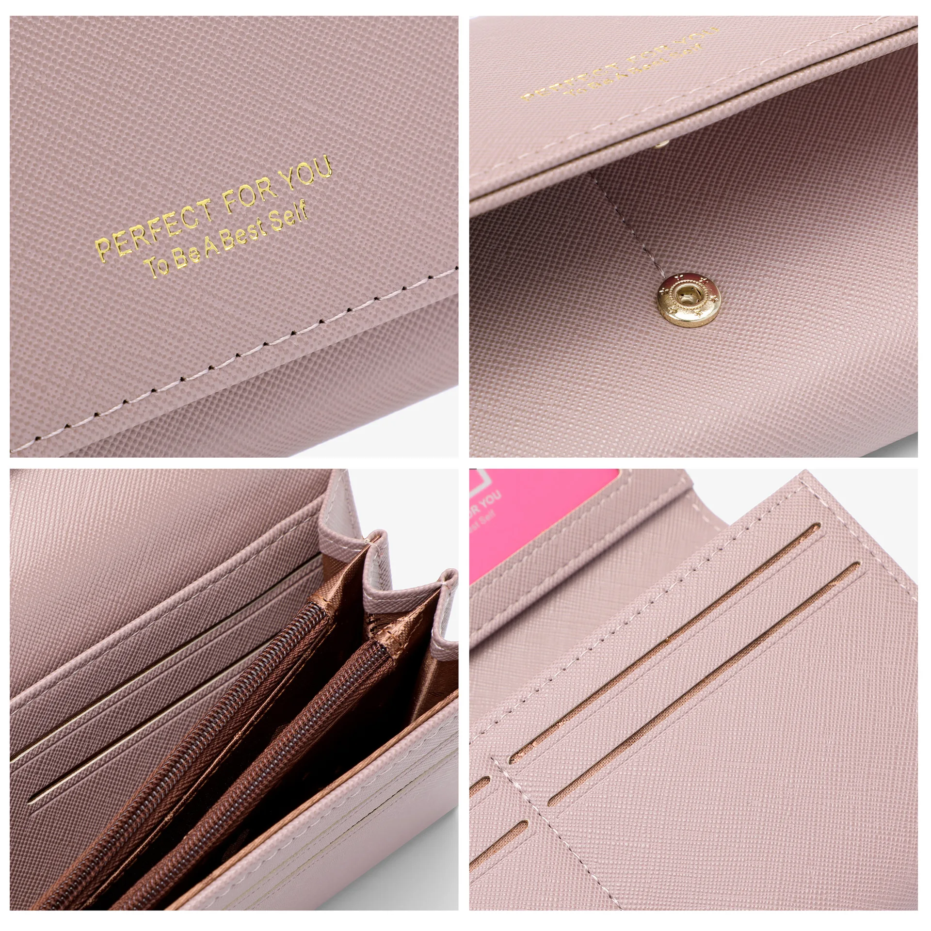 Dompet flip cover wanita, resleting panjang berkapasitas besar, penyimpanan ponsel, dompet tas genggam berkapasitas besar