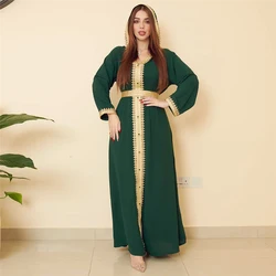 Morocco Hooded Kaftan Eid Djellaba Ramadan Women Muslim Party Dress Lace Tape Trim Gulf Jalabiya Dubai Abaya Robe Caftan Abayas