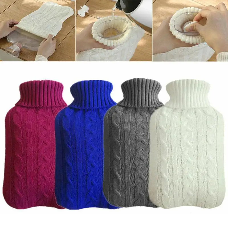 1pcs Hot Water Bag Cover Warm Hand Bag Knitted Cover Soft Removable Washable Practical Protective Cover Winter Accessories