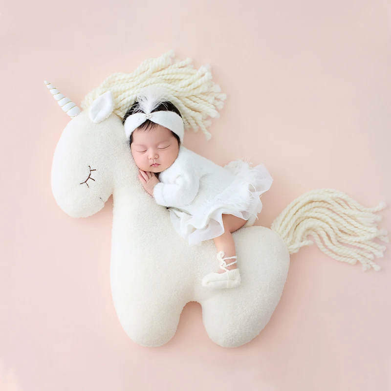 Unicorn Doll Newborn Photography Props Baby Girl Princess Dress Set Baby Boy Knight Suit Set Infants Studio Photography Costumes
