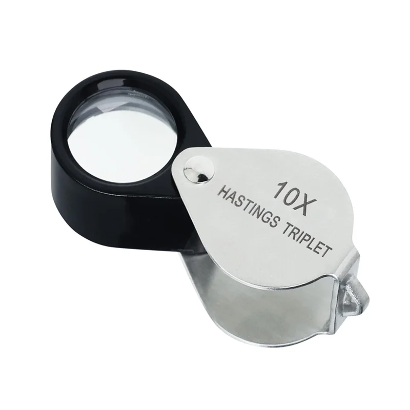Lupa Tripla ABJN-Hastings 10X com Lente Tripla de 16mm, Lupa Dobrável Compacta para Joalheiro, Ferramenta de Ampliação para Gemas