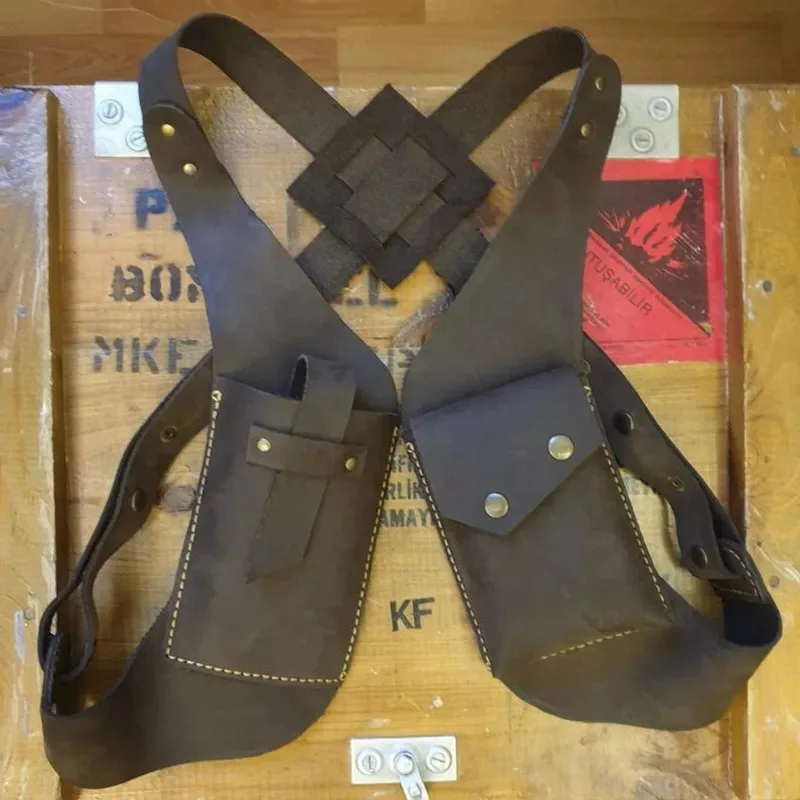 

Medieval Steampunk Leather Sling Bag Adjustable Shoulder Strap Cell Phone Wallet Leather Case Vintage Garment Bag Anti-theft Bag