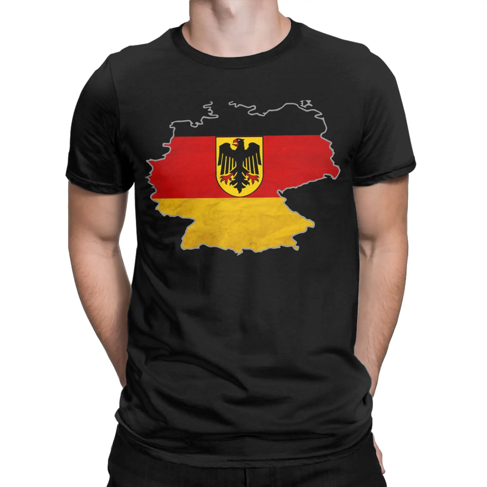 Novelty Federal Republic of Germany Flag T Shirt Men's Round Neck Short Sleeve Tops  Cotton Summer Tops