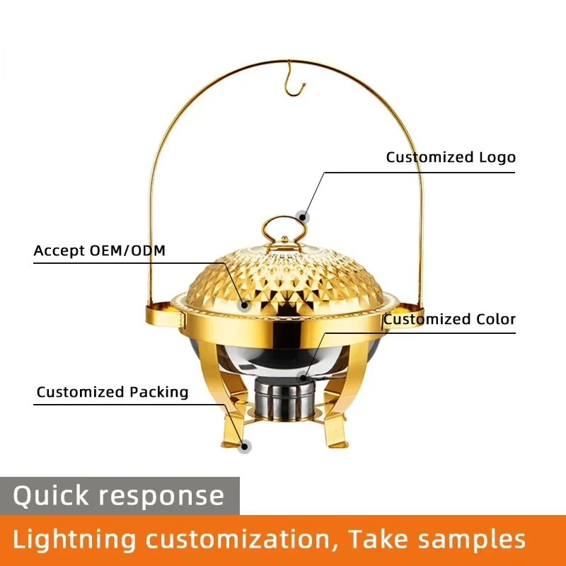 Stainless Steel Golden Chafing Dish Buffet Set Buffet Heater Food Warmer For Catering Party Event Serving