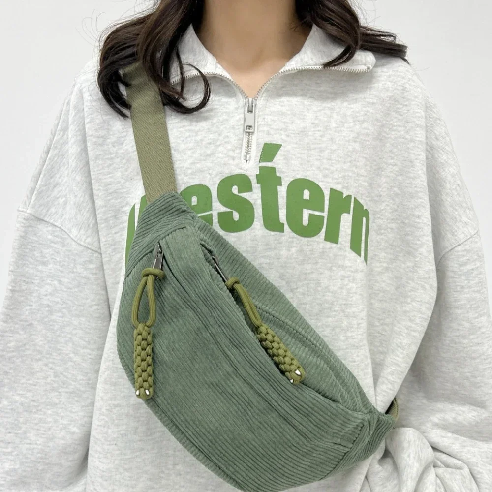 

Женская поясная сумка большой емкости, вельветовая поясная сумка, уличный стиль, нагрудная сумка, модные сумки через плечо, повседневная поясная сумка