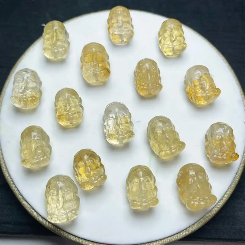 

2pcs Natural Citrine Ganesha Carving Pendant Reiki Mineral Jewelry Healing Stone For Men Women Decoration Jewelry 17-19MM
